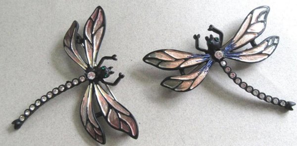 Rhinestone Dragonfly Pin Color Choice Figural Jewelry