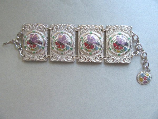 Vintage Eloxal Western Germany Bracelet Butterflies Vintage Signed Jewelry