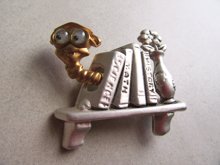 1980's Book Worm Pin Never Worn Google Eyes Danecraft