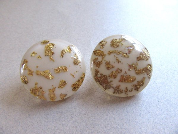 1950's Genuine Gold Flake Lucite Earrings 