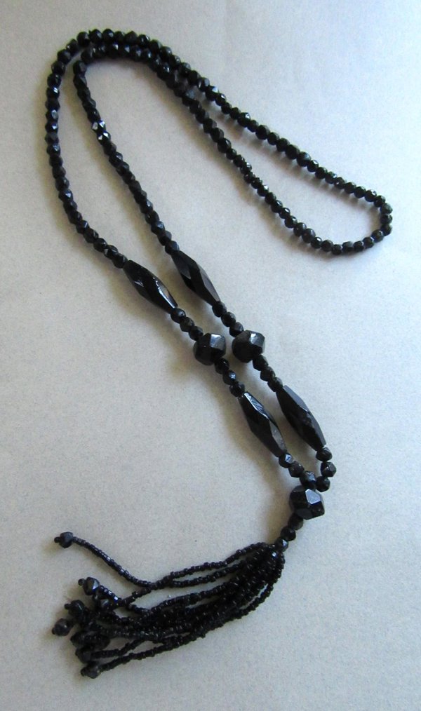 1920's Black Glass Necklace Destash Vintage Jewelry 