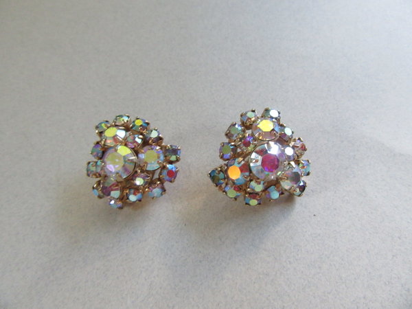 1950's Rhinestone Earrings Vintage Jewelry 