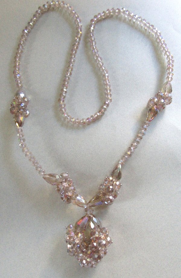 Crystal Cluster Necklace Champagne  