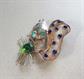 Sterling Silver Chinese Export Enameled Pin Squirrel with Pine Cone Vintage Fine Jewelry