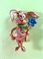 Anthropomorphic Pin Bunny Rabbit With Flower Pin Hippie Signed JJ Vintage Costume Jewelry Figural