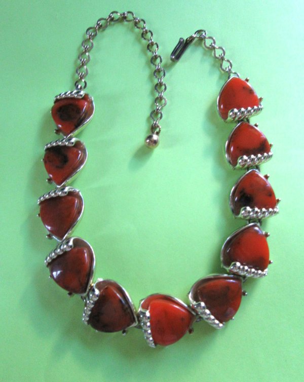 Bakelite  Necklace Signed Charel Vintage Jewelry