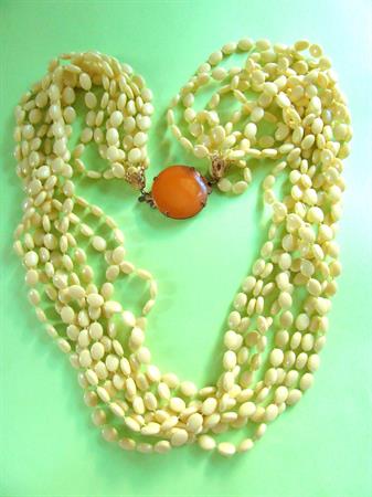 Mod 1960's Sunny Yellow Necklace Bakelite Clasp 60's Accessories Vintage Costume Jewelry