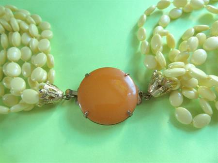 1960's Yellow Necklace Bakelite Clasp Vintage Jewelry