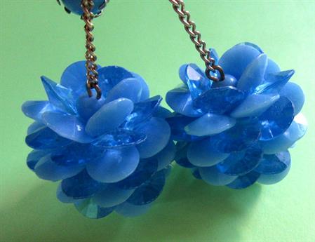 Mod 1960's Blue Earrings Vintage Jewelry