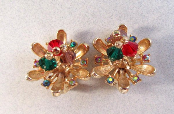 1950's Rhinestone Earrings ART Signed Vintage Jewelry