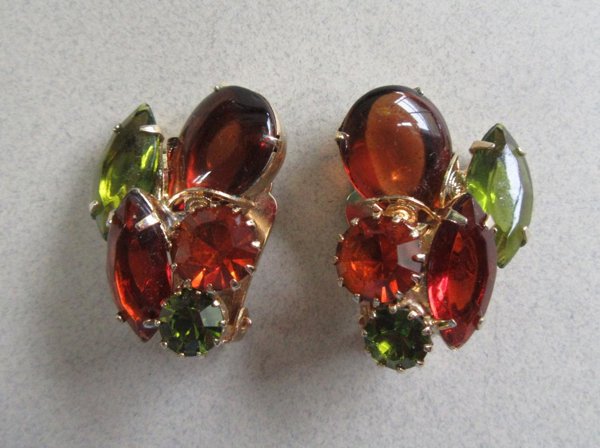 1950's Rhinestone Earrings Vintage Jewelry