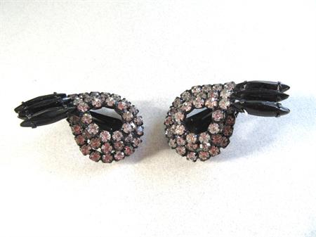 1950's  Rhinestone Earrings Japanned Vintage  Jewelry