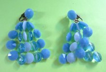 1960's Mod Blue Earrings '60's Vintage Jewelry 