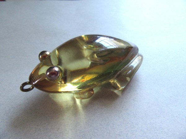 Apple Juice Lucite Frog Pendant Vintage Jewelry