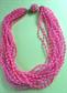 Mod 1960's Multi Strand Necklace Hot Pink Purple '60's Accessories Vintage Costume Jewelry