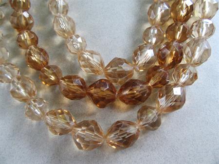 1950s Faceted Lucite Multi Strand Necklace Western Germany Champagne Brown Vintage Costume Jewelry '50's Accessories