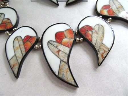 1980's Apple Tiger Coral Necklace Set Vintage Jewelry