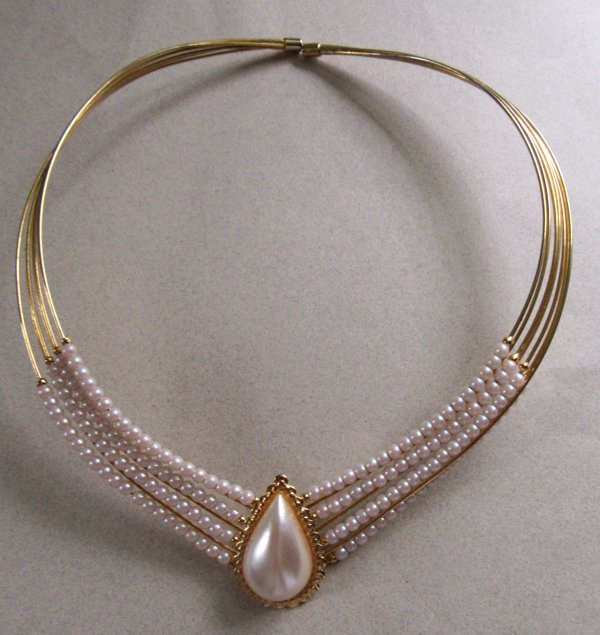 1970's PETITE Faux Coil Choker Necklace  Vintage Jewelry  Cleopatra