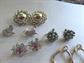 Vintage Earrings Lot Clip Ons Screw Ons Costume Jewelry Damascene Cloisonné Seashells