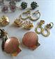 Vintage Earrings Lot Clip Ons Screw Ons Costume Jewelry Damascene Cloisonné Seashells