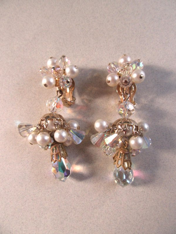 1950's Crystal Earrings Vintage Jewelry 