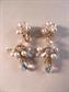 1950's Mid Century Crystal Pearl Chandelier Earrings Clip Ons Vintage Costume Jewelry Gatsby