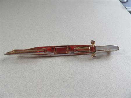 Swank Sword Tie Bar Mother of Pearl Handle Men's Tie Accessories Fencing