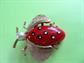 Cherry Red Bug Pin Brooch Lucite Insect Polka Dot  Vintage Costume Jewelry Figural