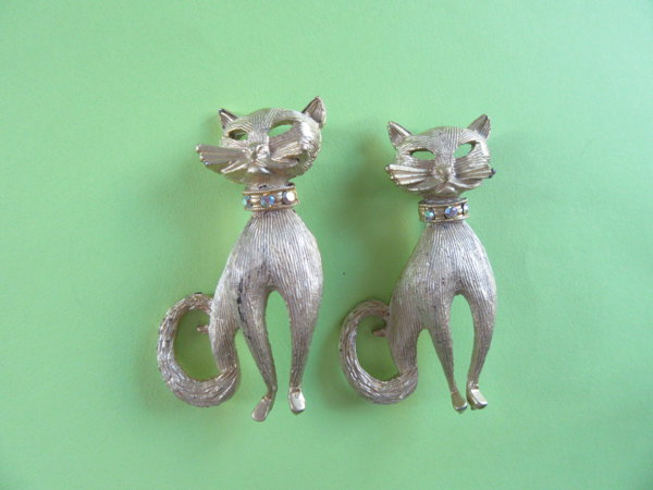 1950's Siamese Cat Pins Set Vintage Jewelry 