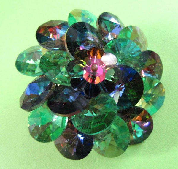 Vintage Watermelon Crystal Cluster Pin Brooch Hong Kong