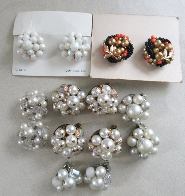 1950's Earrings Lot Japan Western Germany Vintage Jewelry 