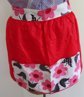 Vintage Mod 1960's Red and Pink Flower Cotton Apron Never Used
