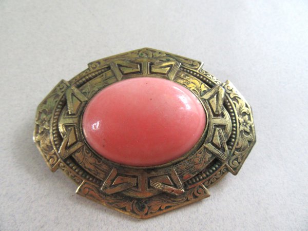 1920's Art Deco Glass Pin Vintage Jewelry