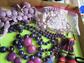 Purple Costume Jewelry Lot Earrings Butterfly Pin Necklaces Loose Faux Pearls