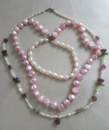 Fresh Water Pearl Necklaces Bracelet Sterling Clasps 18K Plated 
