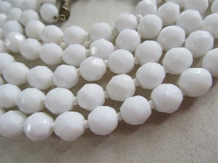 Vintage White Glass Long Necklace Flapper Gatsby Accessories 