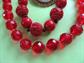 Cherry Red lucite and Faux Cinnabar Necklaces Rose Glass Transfer Pin Vintage Costume Jewelry