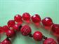 Cherry Red lucite and Faux Cinnabar Necklaces Rose Glass Transfer Pin Vintage Costume Jewelry