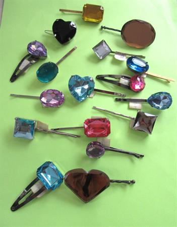 1990's Lucite Rhinestone Bobby Pins Barrettes Lot Old Stock Hair Accessories