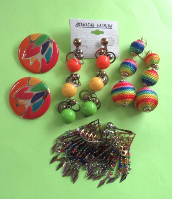 1980's Earring Lot  Vintage Jewelry 80's Accessories