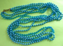 1960's Mod Blue Long Necklace Beads Vintage Jewelry