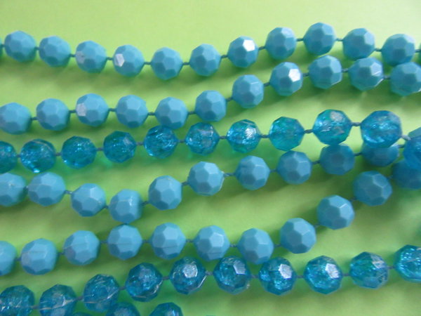 1960's Mod Blue Long Necklace Beads Vintage Jewelry