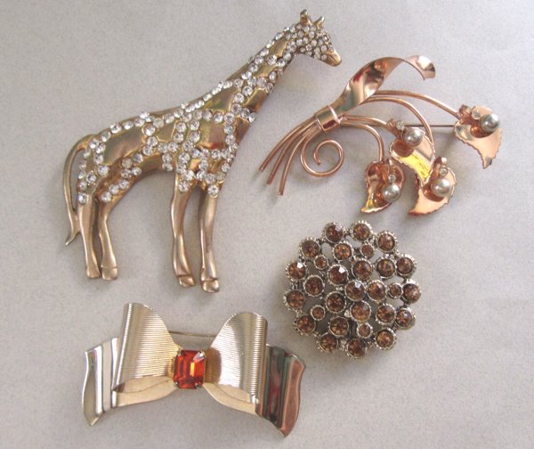 Vintage Rhinestone Pins Lot 1940's and Up 