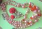 Vintage Costume Jewelry Lot Pinks Orange Crystals Cloisonné  Flowers Glass Beads