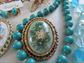 Vintage Blue Costume Jewelry Lot Necklaces Pins Earrings Laguna On Card Daisy 