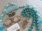 Vintage Blue Costume Jewelry Lot Necklaces Pins Earrings Laguna On Card Daisy 