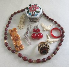 Vintage Jewelry Lot Enameled Box Sterling