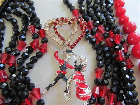 Red and Black Jewelry Lot Vintage Jewelry