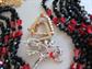 Red and Black Jewelry Lot Necklaces Pins  Vintage Costume Jewelry