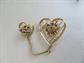 1950s Rhinestone Heart Chatelaine Pin Vintage Costume Jewelry Sweater Sock Hop Swing